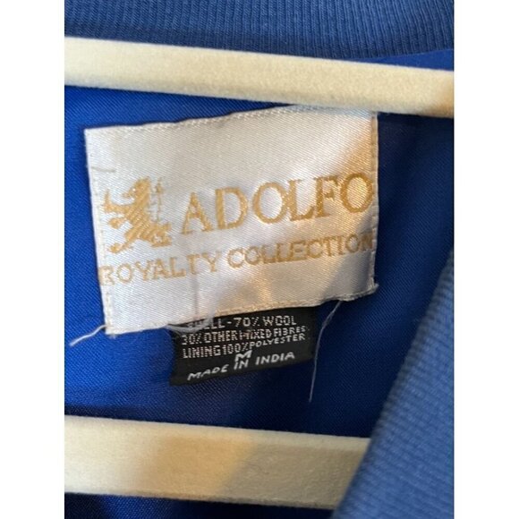 Vintage Wool Plaid Jacket M Blue Checks Retro Academia Resort Classic Bomber 80s - Picture 2 of 15